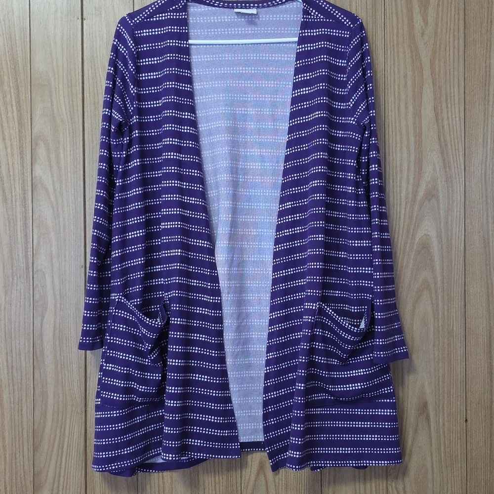 LuLaRoe Purple and White Polka Dot Cardigan